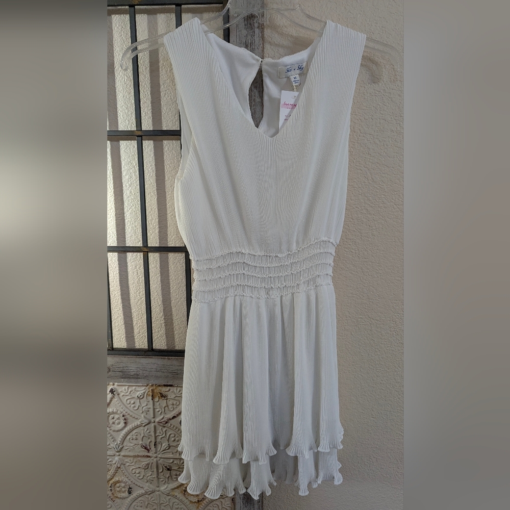 New She + Sky White Mini White Dress Size Medium